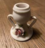 Vintage Kandelaar met Roos, Overige materialen, Gebruikt, Wit, Ophalen of Verzenden