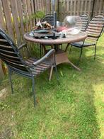 tuintafel met 4 stoelen, Tuin en Terras, Tuintafels, Ophalen of Verzenden, Gebruikt, Rond