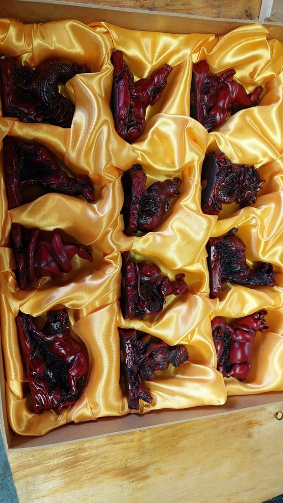 Chinees dierenriem speksteen set - Nieuwstaat, Antiek en Kunst, Kunst | Beelden en Houtsnijwerken, Ophalen of Verzenden