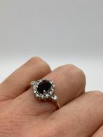 Z939 Prachtige zilveren entourage ring goudkleur maat 21, 20 of groter, Ophalen of Verzenden, X, Met edelsteen