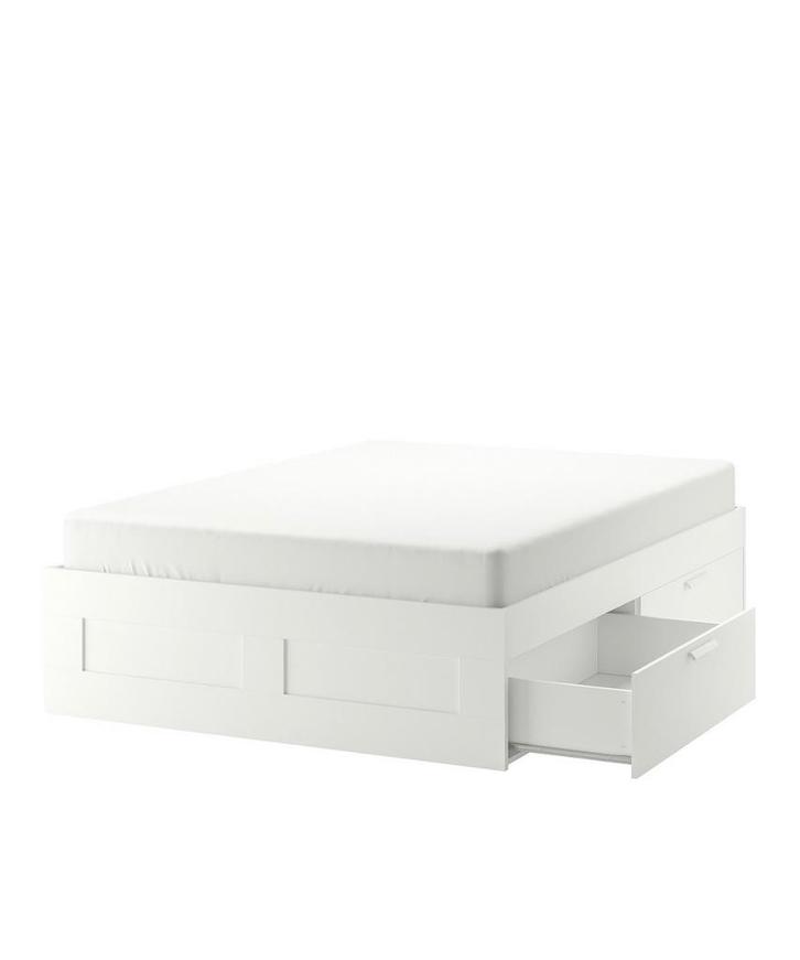 Brimnes bedframe Ikea 160cm breed, Huis en Inrichting, Slaapkamer | Bedden, Zo goed als nieuw, Tweepersoons, 160 cm, Hout, Wit