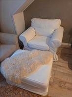 Ikea ektorp fauteuil wit + poef, Huis en Inrichting, Ophalen, Zo goed als nieuw, 75 tot 100 cm
