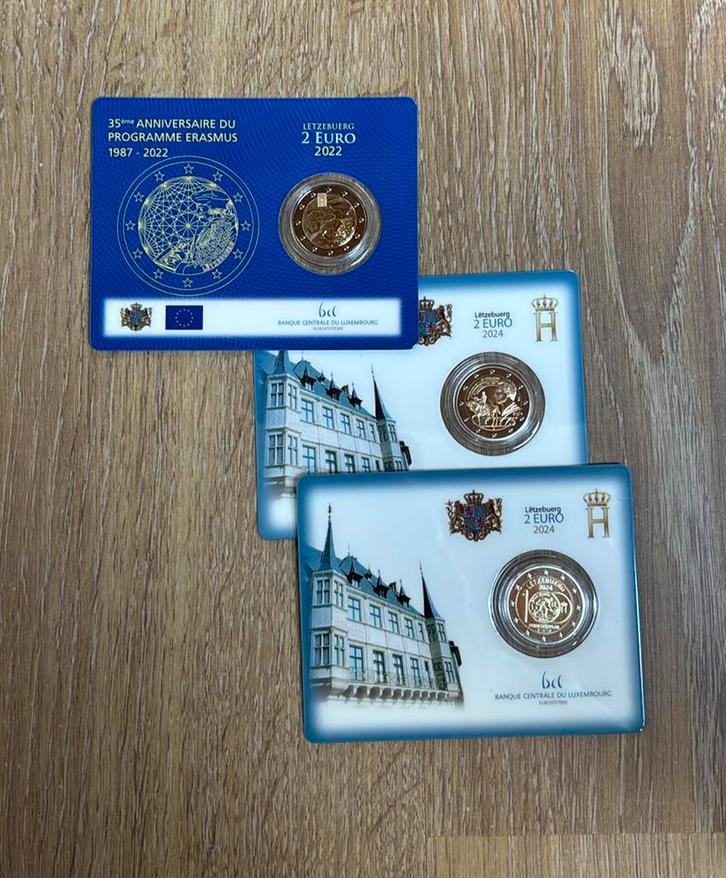 Coincard Luxemburg 1 x 2022, 2 x 2024, Postzegels en Munten, Munten | Europa | Euromunten, 2 euro, Luxemburg, Ophalen of Verzenden