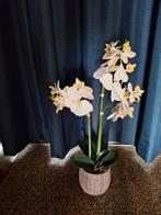 Witte Kunst Orchidee in Stenen Pot - 68cm, Huis en Inrichting, Ophalen of Verzenden, Zo goed als nieuw, Binnen