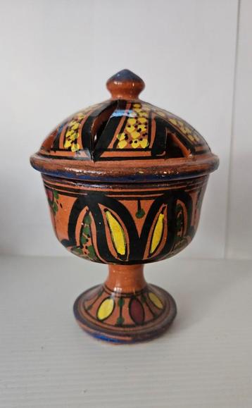 Aardewerk beschilderd potje waxinelicht houder beschikbaar voor biedingen