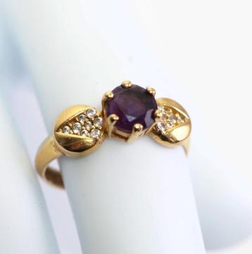 21 krt gouden ring met amethist beschikbaar voor biedingen