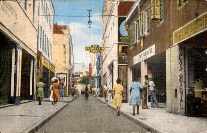 Curaçao - Winkelstraat - Florsheim Shoe, Verzamelen, Ansichtkaarten | Nederland, Gelopen, Noord-Brabant, 1940 tot 1960, Ophalen of Verzenden