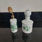 Oude porseleinen parfumverstuiver&flacon met bloemdecor, Verzenden