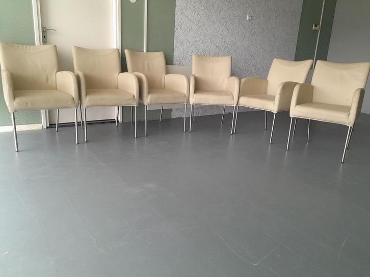 6 stoelen, eetkamer kantoor kantine keet terras leer design, Huis en Inrichting, Stoelen, Gebruikt, Vijf, Zes of meer stoelen