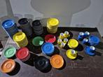 Diverse gekleurde schotels en kopjes Walküre porselein, Gebruikt, Ophalen of Verzenden, Overige stijlen, Kop(pen) en/of Schotel(s)