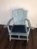 Antieke Stoel met Blauwe Verf en Kussen, Antiek en Kunst, Ophalen