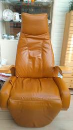 relaxfauteuil okergeel/beukenhout, Huis en Inrichting, Ophalen, Gebruikt, Minder dan 75 cm, 50 tot 75 cm