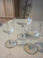 3 Vintage Geetste Kristallen Glaasjes, Verzamelen, Glas en Borrelglaasjes, Ophalen of Verzenden, Gebruikt