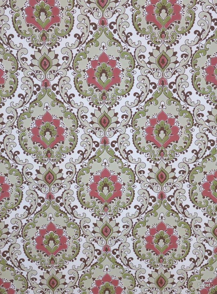 14220 barok behang oudroze met kaki en creme swiet, Huis en Inrichting, Stoffering | Behang, Bruin, Verzenden
