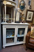 Vitrine kast wit/blauw, Ophalen, 50 tot 100 cm, Minder dan 100 cm, Grenenhout