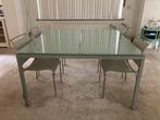 Gratis tafel glas aluminium onderstel 140 x 140 Trendhopper, Ophalen, Gebruikt, Vierkant, Glas