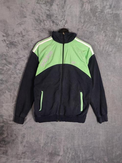 Vintage Adidas Trainings Vest Jas M Groen zwart, Kleding | Heren, Jassen | Zomer, Zo goed als nieuw, Maat 48/50 (M), Zwart, Ophalen of Verzenden