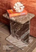 Richmond Interiors Bijzettafel Benson, zwart en bruin marmer, Huis en Inrichting, Tafels | Bijzettafels, Overige materialen, Minder dan 55 cm