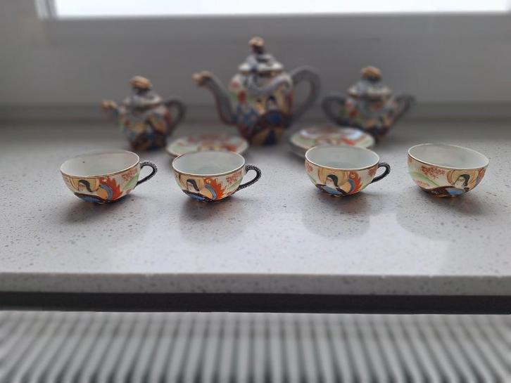 Japans Satsuma theeservies - Antiek, Antiek en Kunst, Antiek | Servies compleet, Ophalen of Verzenden