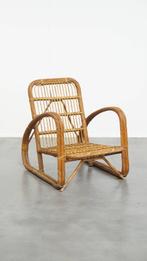 Luxe Franse rotan vintage design fauteuil uit de jaren ’50, Ophalen, Gebruikt, ., .