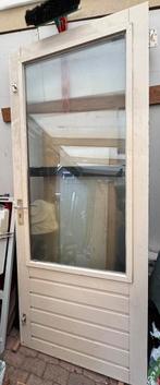 Hard houten buiten/achterdeur, Ophalen, Gebruikt, 200 tot 215 cm, Glas