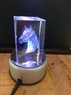 Kristal glas laserblok met 3d afbeelding van paard, Ophalen, Zo goed als nieuw