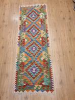 Handgeweven oosterse wollen kelim loper 198x66