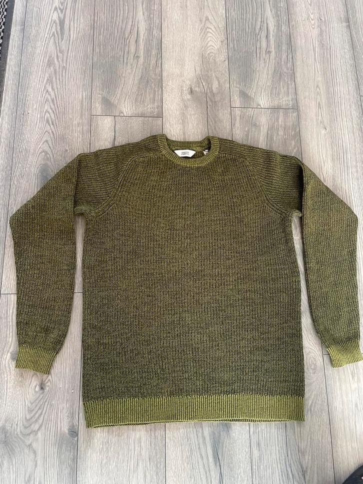 Z.g.a.n groene "Solid"' Trui met lichtgroene Boorden maat L, Kleding | Heren, Truien en Vesten, Zo goed als nieuw, Maat 52/54 (L)