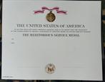 Origineel Certificaat US Army Meritorious Medaille Blanco, Verzenden, Landmacht, Amerika, Lintje, Medaille of Wings