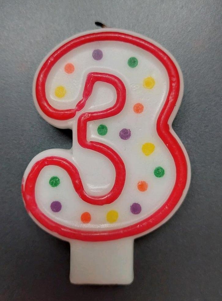 Kaars 3 jaar taart versiering verjaardag feest, Hobby en Vrije tijd, Feestartikelen, Zo goed als nieuw, Versiering, Verjaardag
