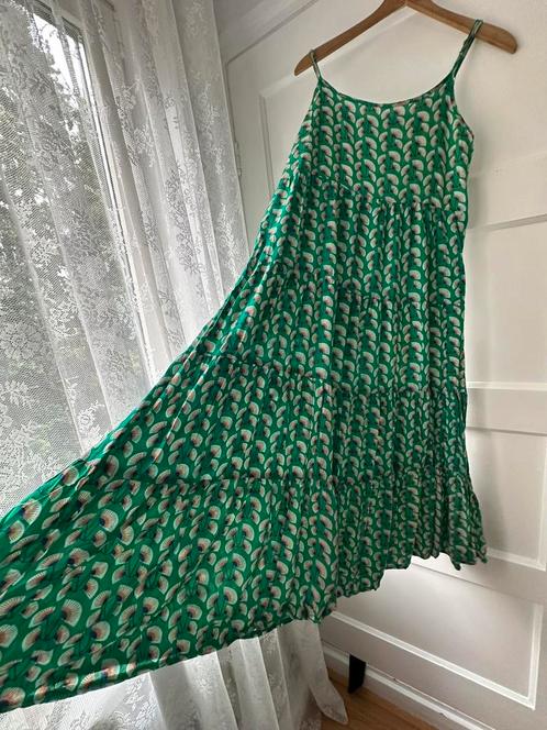Maxi lange bohemian groene japanse waaier print stroken jurk, Kleding | Dames, Jurken, Ophalen of Verzenden
