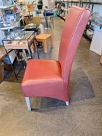 Set van 6 rood leren eetkamerstoelen, Huis en Inrichting, Stoelen, Ophalen, Gebruikt, Klassiek, Onbekend