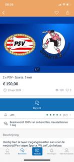 Gezocht PSV Sparta kaartjes Oplichter wees Alert!!!, Tickets en Kaartjes, Sport | Voetbal, Twee personen