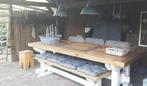 kloostertafel eettafel hout sober landelijk robuust + bankje, Huis en Inrichting, Tafels | Eettafels, Ophalen, Gebruikt, Vijf personen of meer
