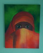 Vrouw met hoofddoek schilderij, Ophalen, Zo goed als nieuw, Schilderij, 75 cm of meer