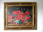 SCHILDERIJ KLAPROZEN IN ZEER FRAAIE LIJST, PAPAVERS, Antiek en Kunst, Ophalen of Verzenden