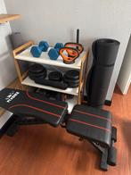 Complete Gym Set: Bank, Dumbbells & Gewichten, Sport en Fitness, Fitnessmaterialen, Ophalen, Zo goed als nieuw, Armen, Fitnessbank
