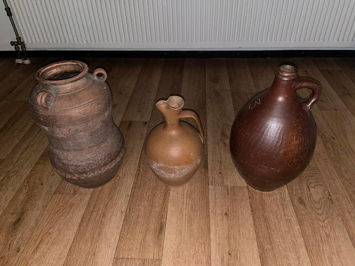 Vintage aardewerken kruiken/decoratieve potten, Huis en Inrichting, Woonaccessoires | Vazen, Gebruikt, Overige kleuren, Minder dan 50 cm