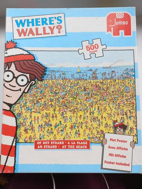 Puzzel 500 stukjes Where's Wally? Op het strand Jumbo, Hobby en Vrije tijd, Denksport en Puzzels, Zo goed als nieuw, Ophalen of Verzenden