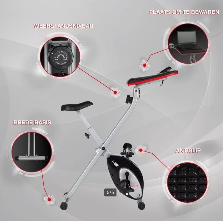 Folding Desk Exercise Bike, Sport en Fitness, Fitnessapparatuur, Zo goed als nieuw, Hometrainer, Benen, Buik, Metaal, Ophalen