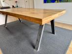 Stoere eettafel  met stalen poten – 240 cm, Ophalen, Gebruikt, 100 tot 150 cm, 200 cm of meer