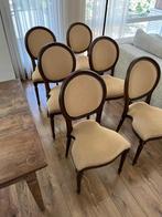 Set van 6 Louis XIV eetkamerstoelen, Ophalen, Zo goed als nieuw, Bruin, Stof