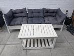 Tuinbank en tafel met kussens, Ophalen, Gebruikt, 3 zitplaatsen, Bank