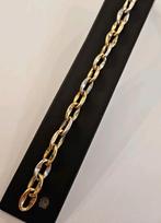 14 karaats bicolor fantasie Anker schakel armband 20cm, Ophalen of Verzenden, Zo goed als nieuw, Goud, Goud