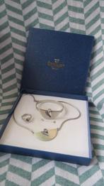 Zilver 925 , Scandinavisch Design, set: ring collier armband, 18 tot 19, Met edelsteen, Zo goed als nieuw, Zilver