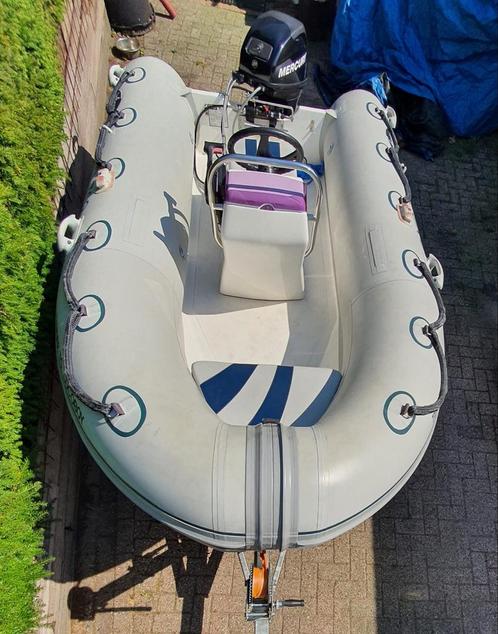 Rubberboot met Mercury motor en trailer, Watersport en Boten, Rubberboten, Gebruikt, Overige merken, Overige materialen, Minder dan 70 pk