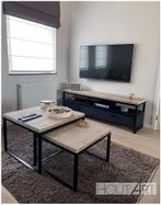 Salontafel stalen kubus set steigerhout, 50 tot 75 cm, Vierkant, Nieuw, Industrieel
