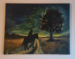 Acryl schilderij gemaakt op canvas. 40x50cm. Paard en ruiter, Ophalen of Verzenden