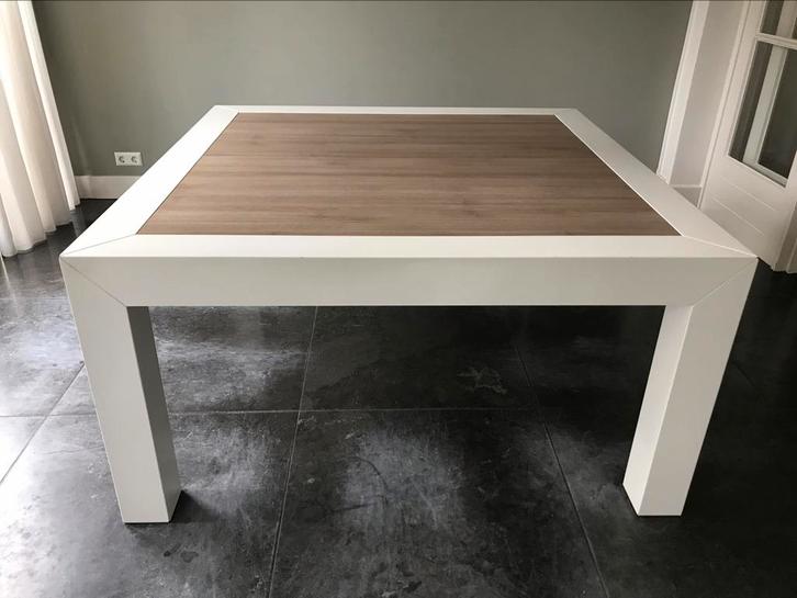 Eettafel 150 x 150, Huis en Inrichting, Tafels | Eettafels, Gebruikt, 100 tot 150 cm, 100 tot 150 cm, Vijf personen of meer, Vierkant