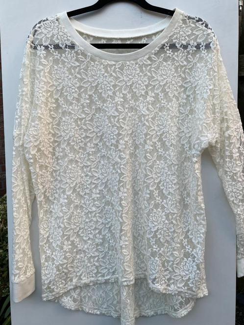 Aparte Ecru voile trui met bloemmotief, l mouw, maat +/- 46, Kleding | Dames, Tops, Zo goed als nieuw, Maat 46/48 (XL) of groter